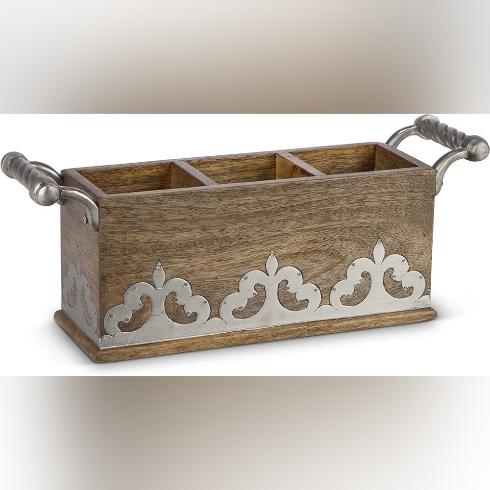 GG Collection Wooden Caddy with Silver Accents